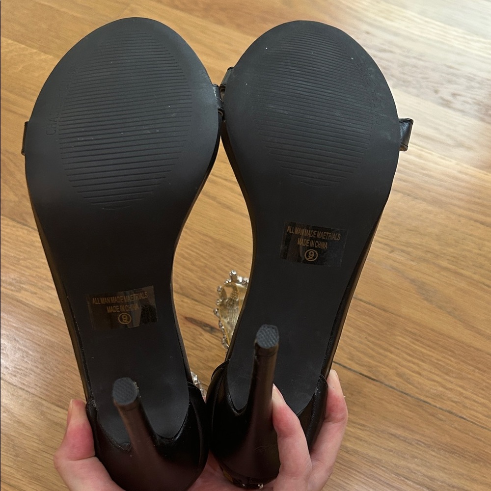 Chase + Chloe Black Heels with Crystal Accents size 9 - Picture 9 of 12